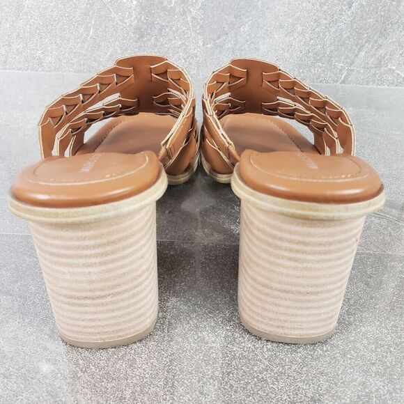 Marc Fisher Sandals Womens 11 M Melita Brown Slip on Strappy Slip-On Block Heels - Picture 6 of 11